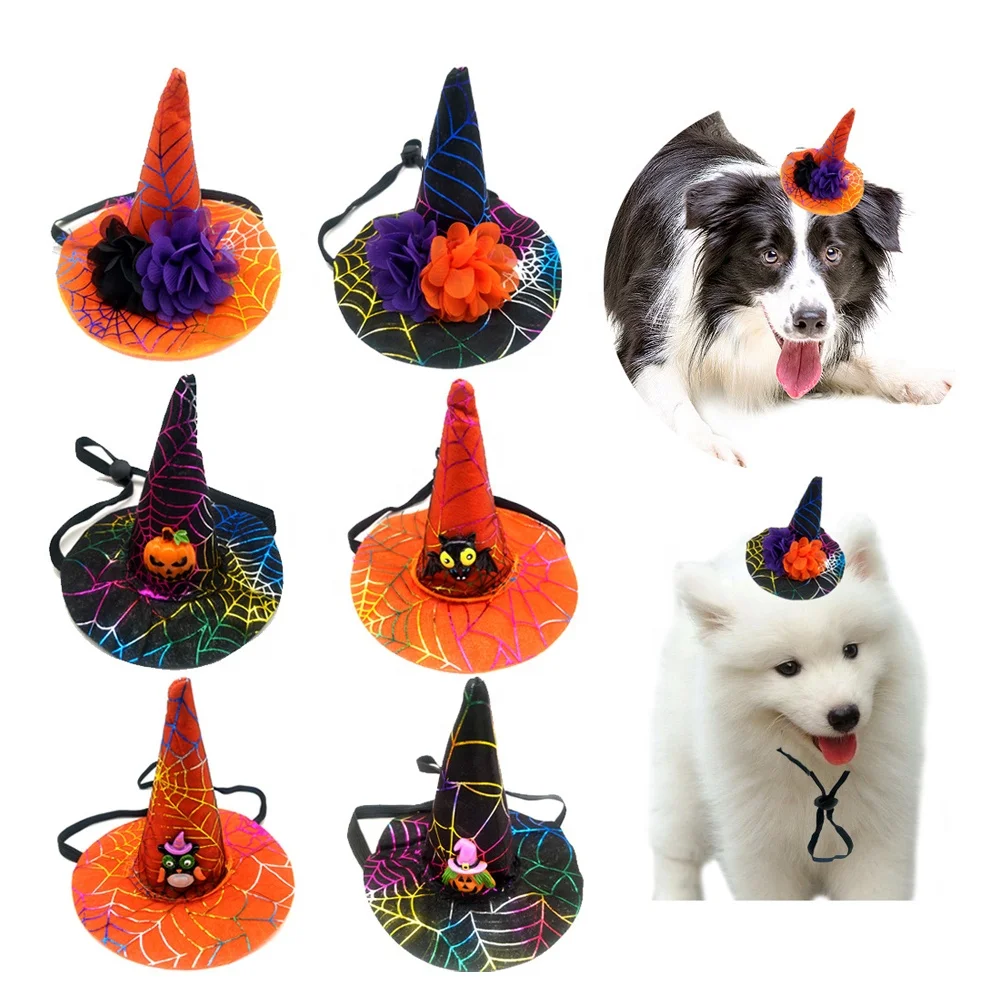 

Halloween Pet Costume Dog Hats Pet Grooming Dress Up Hat pet hat for dog with Pumpkin bat owl, 7 colors are available