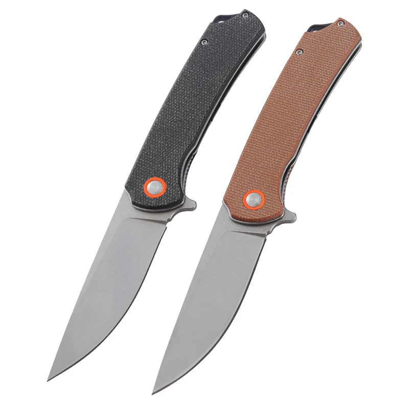 

Outdoor Good Helper D2 Steel Razor Sharp Drop Point Blade Micarta Handle Knife Camping Survival Folding Knife