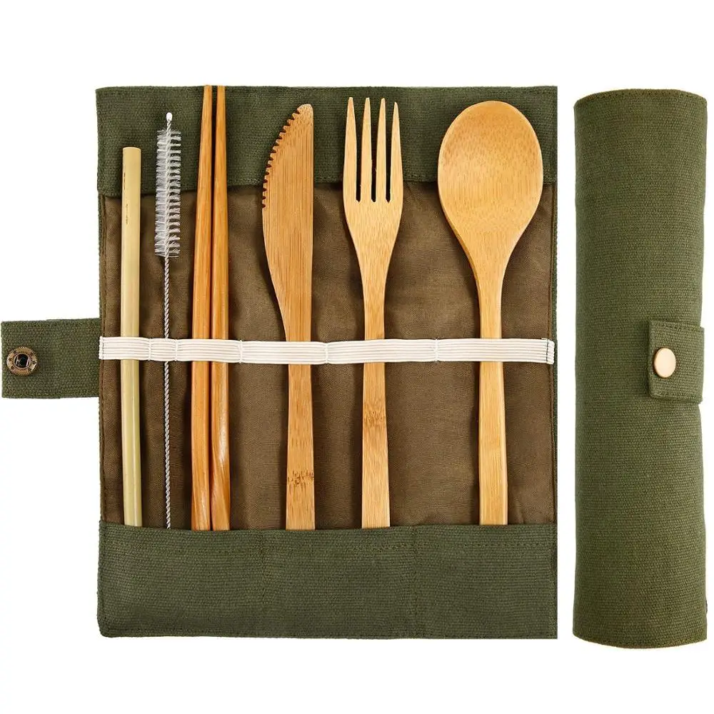 

Eco Friendly Flatware Set Bamboo Utensils and Cutlery Set Bamboo Travel Utensils Camping Utensils Set