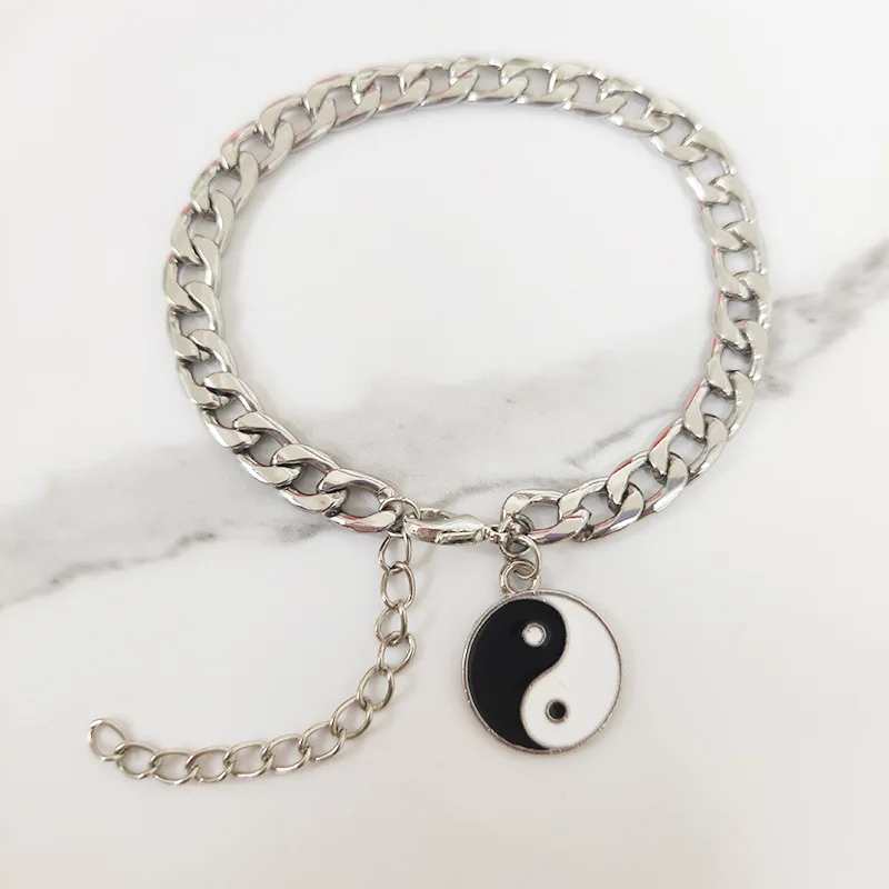 

OUYE New Jewelry Trend Jump Di Personality Simple Chain Sun Cross Yin Yang Tai Chi Bracelet Neutral Men and Women Wholesale, Picture shows