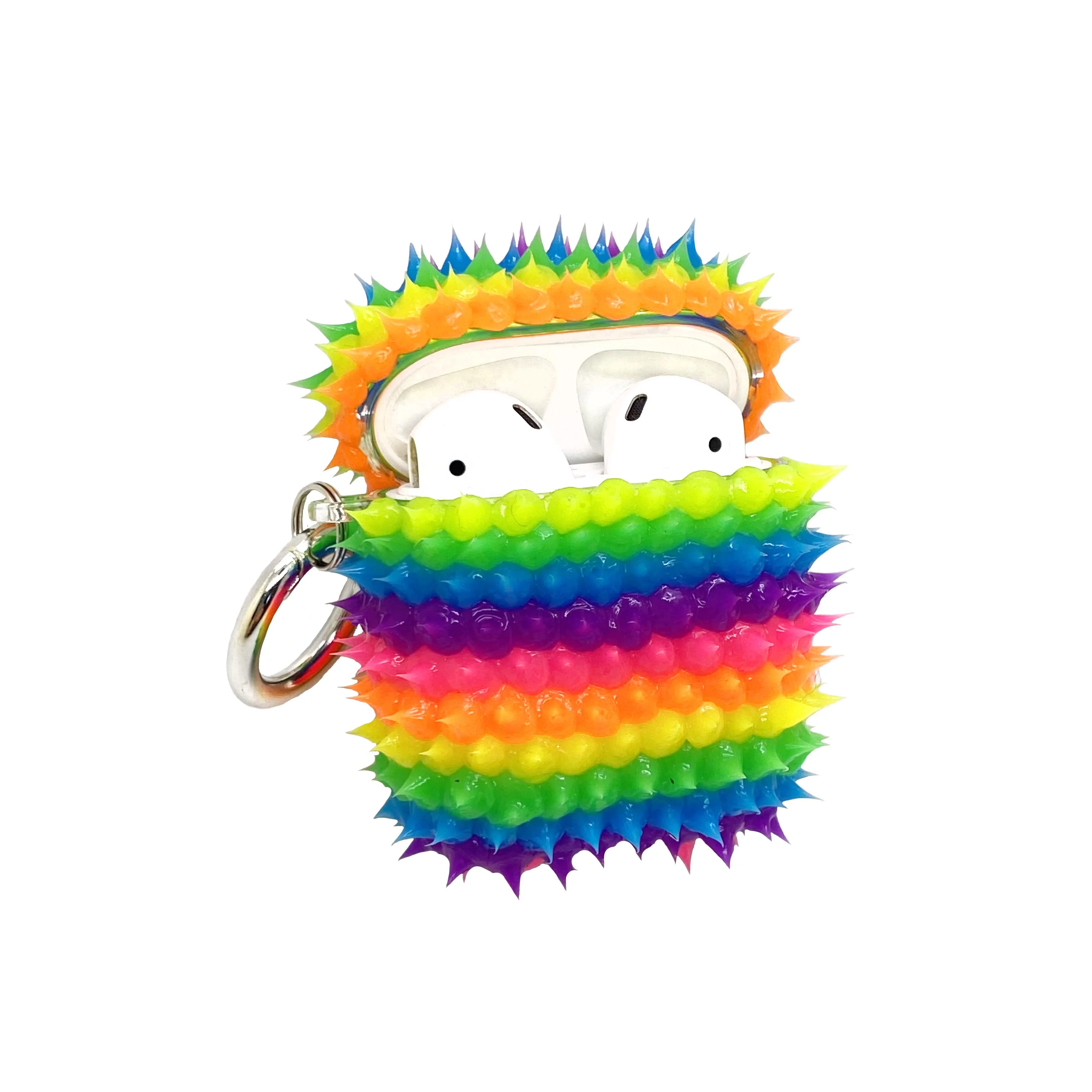 

New arrival rainbow spikes earphone accessories silicone spiky earphone case