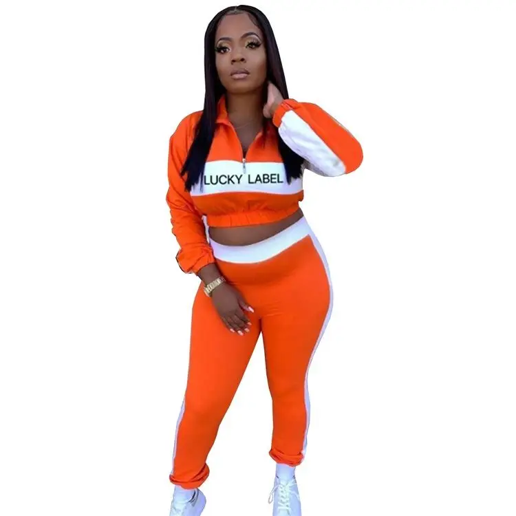 

Autumn jogging sets plus size long sleeve two piece set crew neck sweatshirt stretch female 2 piece set track suit for women