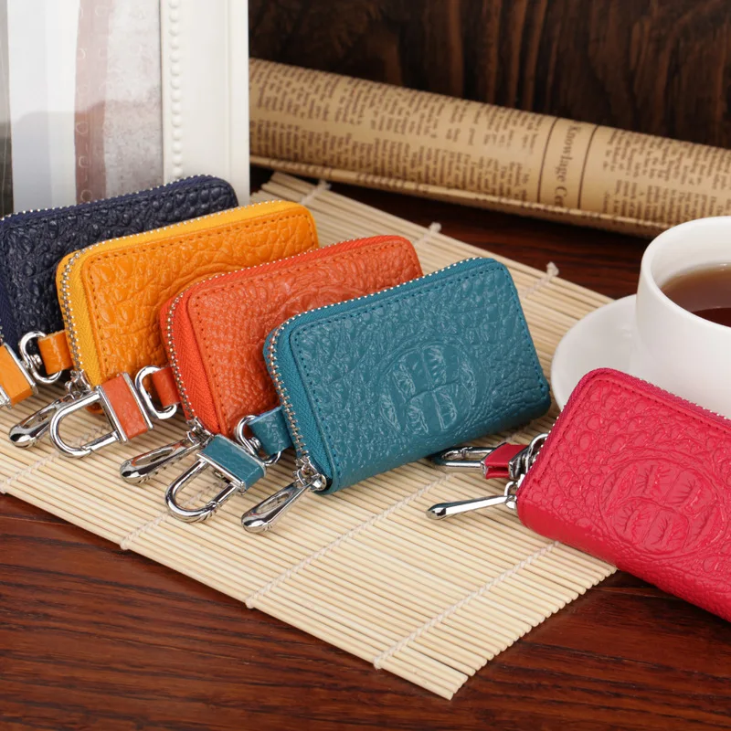 

High Quality Crocodile Grain Genuine Leather Car Key Wallet Cover Bag Key Case