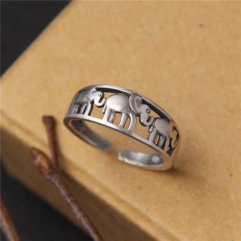 

Opening Three Elephant sterling silver wedding 925 jewellery for men rings