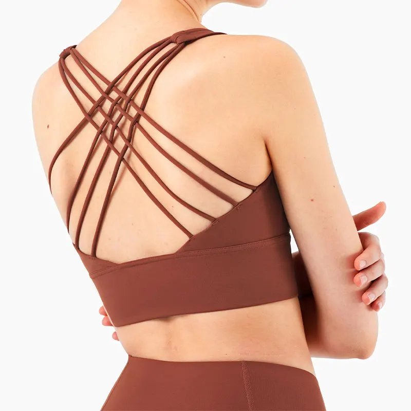 

custom logo women's Yoga Seamless yoga bra tank top sports Fitness cross bra running jogging bra Shockproof Push Up for women