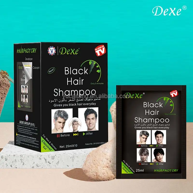 

hot sale Yucaitang dexe fast black darkening hair dye shampoo, Natural black