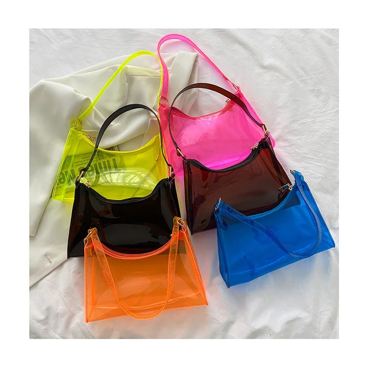 

Wholesales PVC Clear Ladies Shoulder Armpit Bags Transparent Women Dumpling Hand Bags Jelly Purses and Handbags for Women Bags