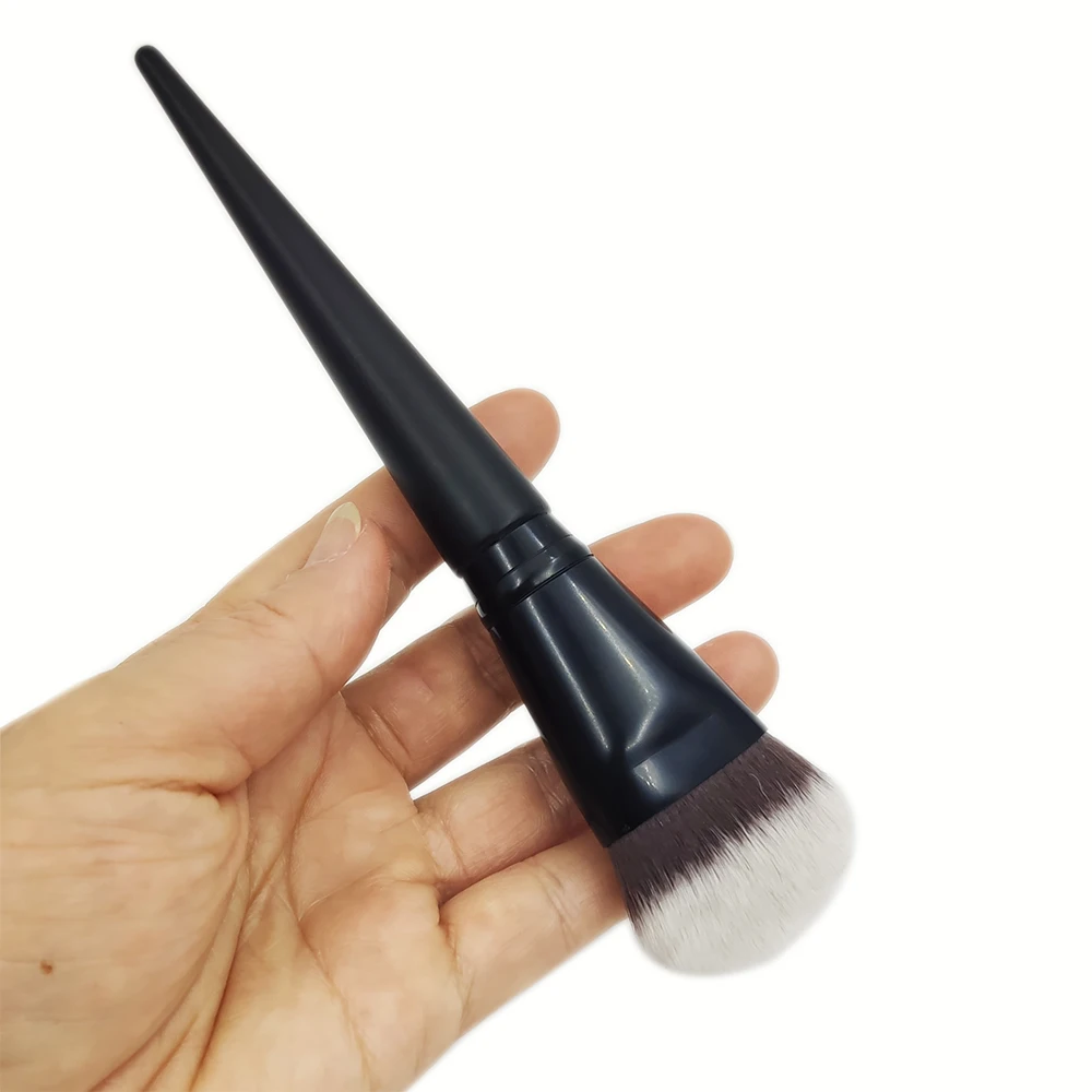 

Wholesale Black Pointed Synthetic Wooden Angle Single Oval Buffering Air Blending Premium Makeup Foundation Brush
