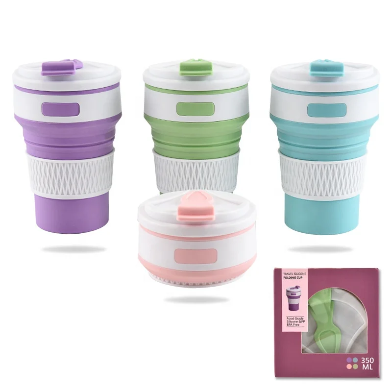 350ML Collapsible Travel Reusable Silicone Foldable Coffee Cup