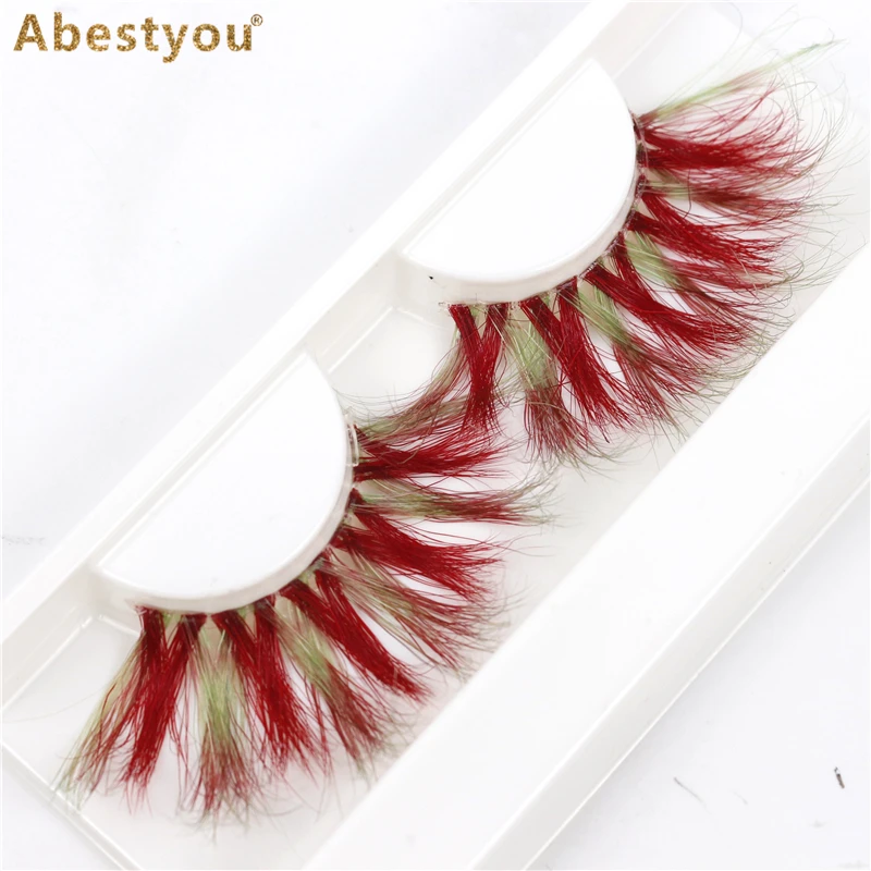 

Abestyou sale promotion 1pair 25mm fluffy mink colorful eyelashes