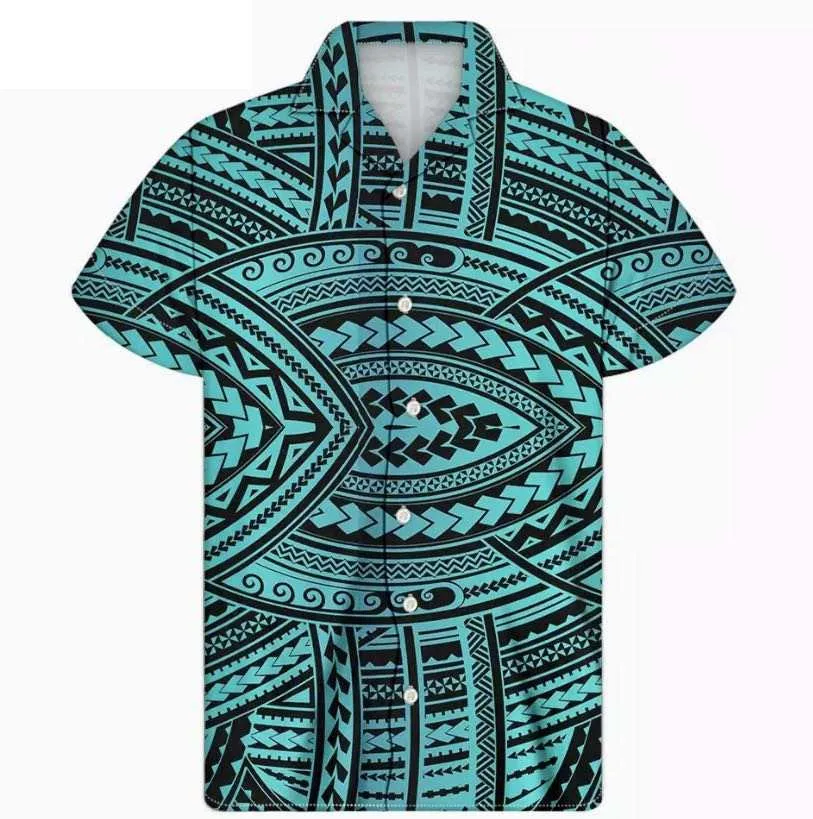 

Hot Polynesian Tradition Tribal Floral Hawaiian Printed Shirts Men Summer Man Clothing for Men's Tropical Tops Shirt Plus Size, Custom color