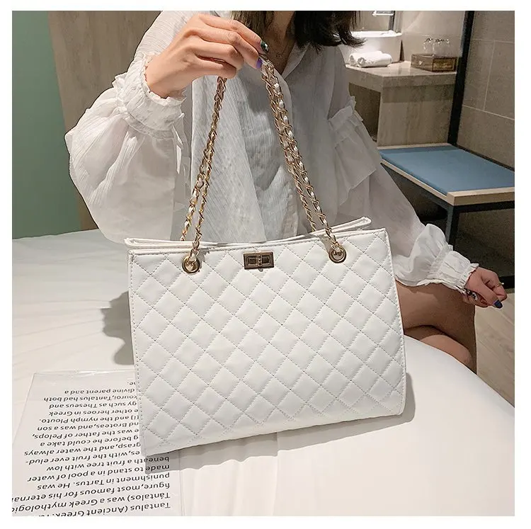 

Wholesale Latest Female Casual Tote Bag Women Handbags Chains Bag Pu Leather Girls Crossbody Bag, As picture