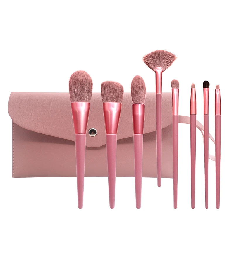 

Wholesale 10pcs Makeup Brush Set Super Soft Hair Brushes Set Private Label Custom Logo, Pink