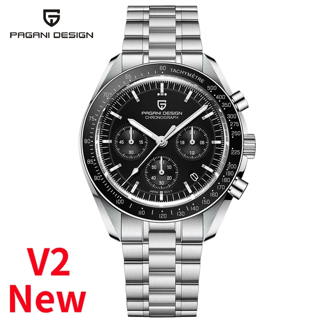

Latest PAGANI DESIGN 1701 Luxury Men Quartz Chronograph Wrist Watches New Version VK63 Full Stainless Steel Sport Watch for Men, Shown