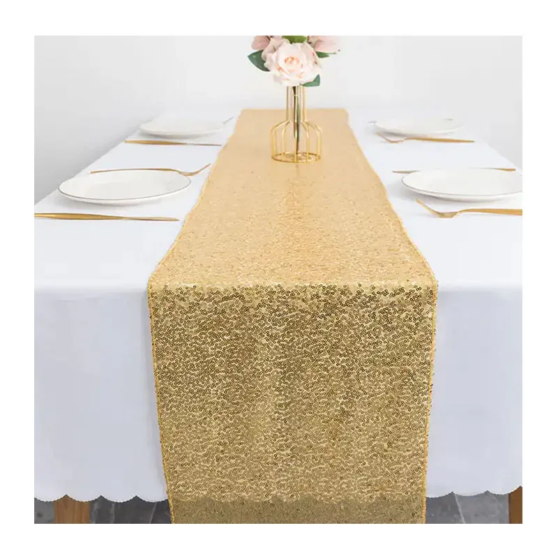 champagne Gold Navy Blue Different Colors for Selection Wedding Decoration Sequin Runners for Table Sequin Table Runners