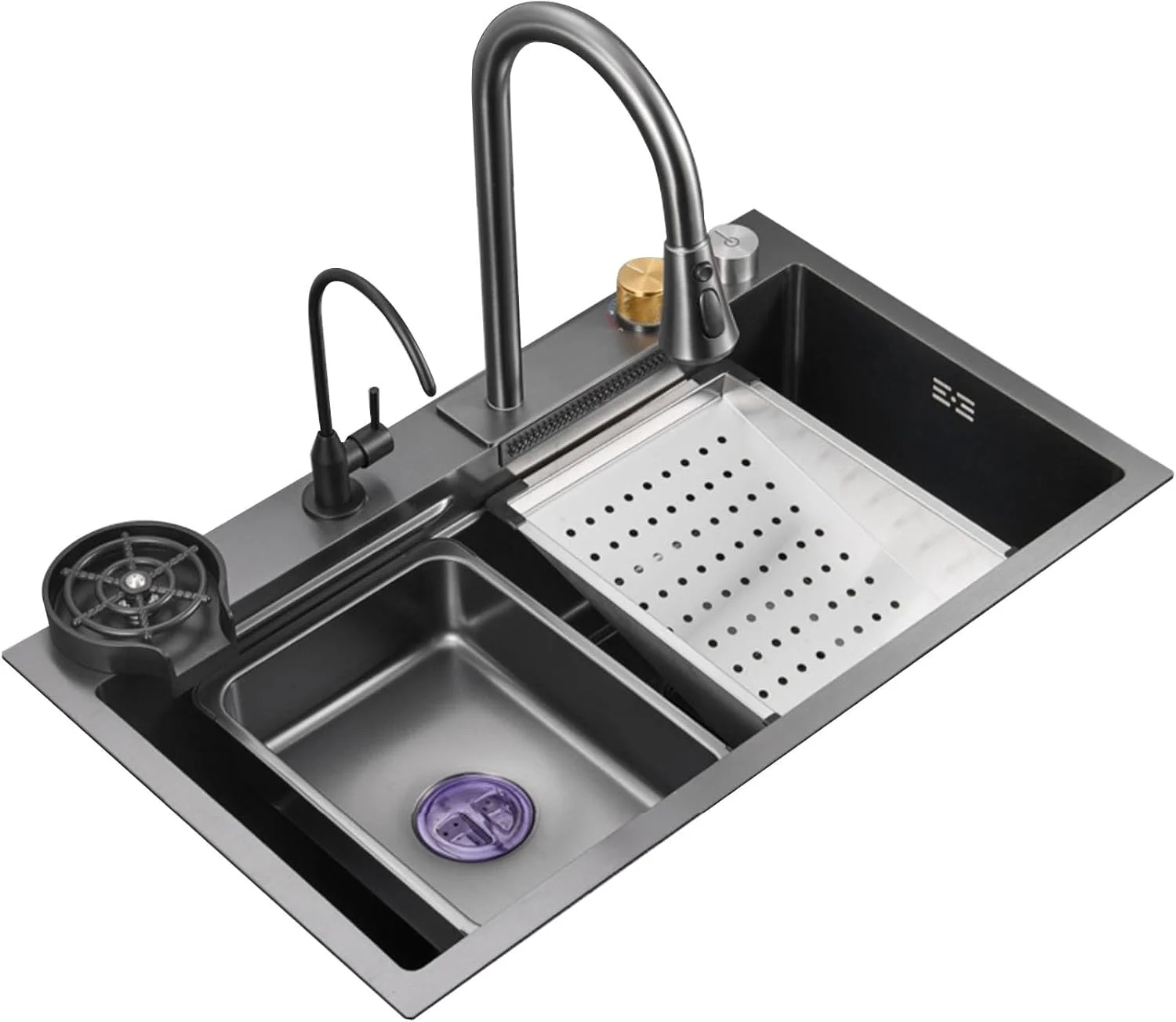 Modern Stainless Steel Wash Vegetables Single Bowl Deeply Kitchen Sink with Dish Rack