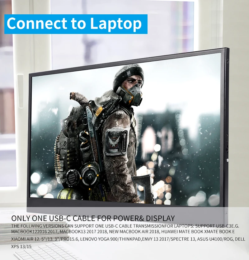 
15.6 inch Portable Monitor HDM 1920x1080 HD IPS Display Computer LED Monitor with Leather Case for PS4 Pro/Xbox/Phone 