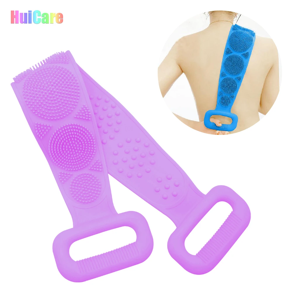 

Exfoliating Skin Body Stretchy Flexible Brush Strap Food Grade Long Silicone Bath Shower Back Scrubber