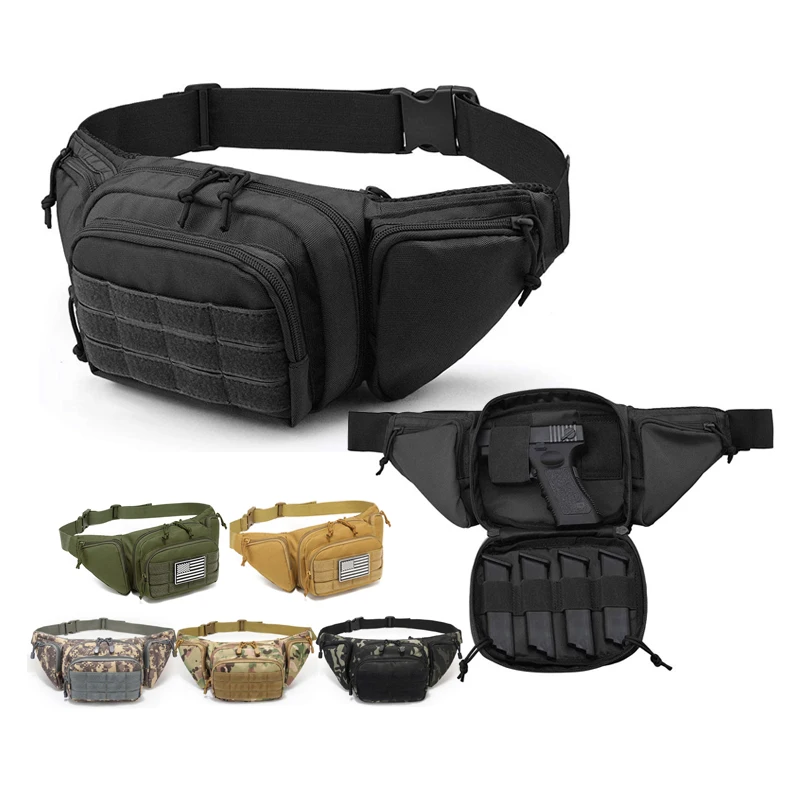 

wholesale custom LOGO outdoor waterproof men fanny pack waist bag black military tactical waist bag for Durable Reusable, Black/khaki/green/cp/acu/black cp