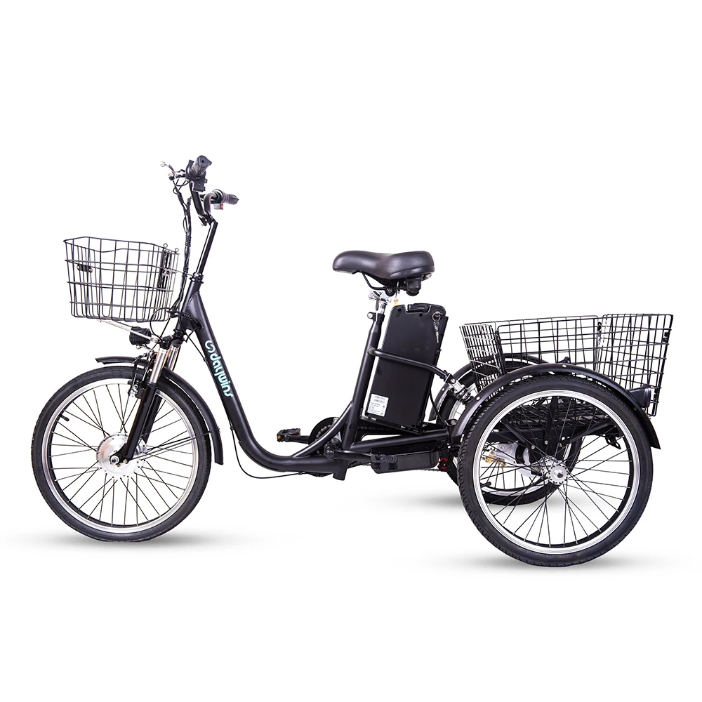 

Cheap best sale adult 3 wheel bike electric tricycles with basket, Black,white