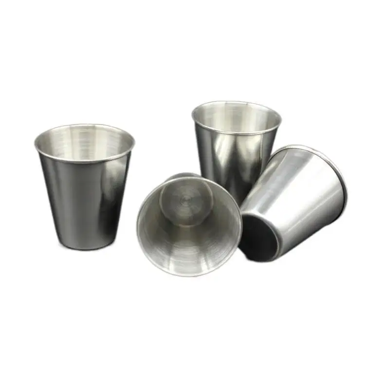 

Factory Supply 70ml Liquor Metal Cup Stainless Steel Tass 4 Cups plus cover Camping Shot Glass Set liquor cup