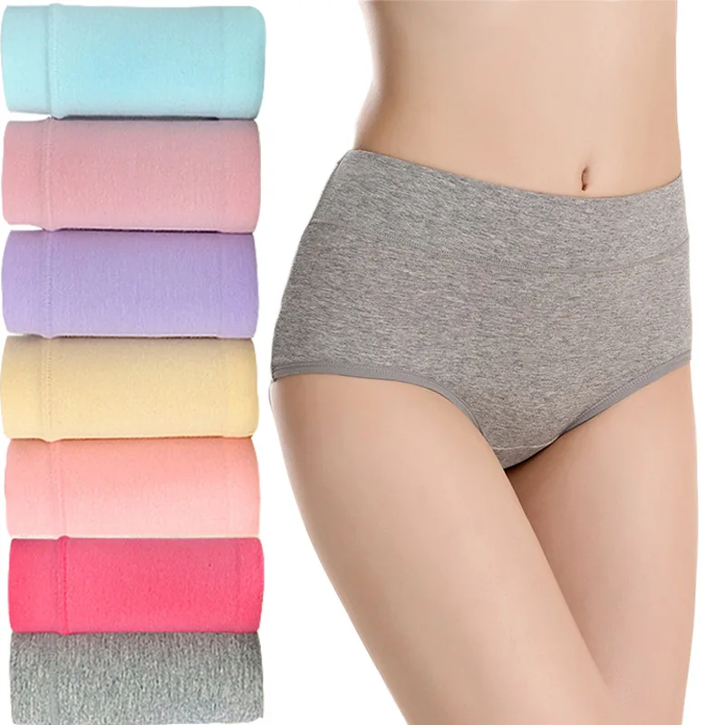 

Soft Women Panties Mid-Waist Comfortable Underwear Simple Solid Color Briefs