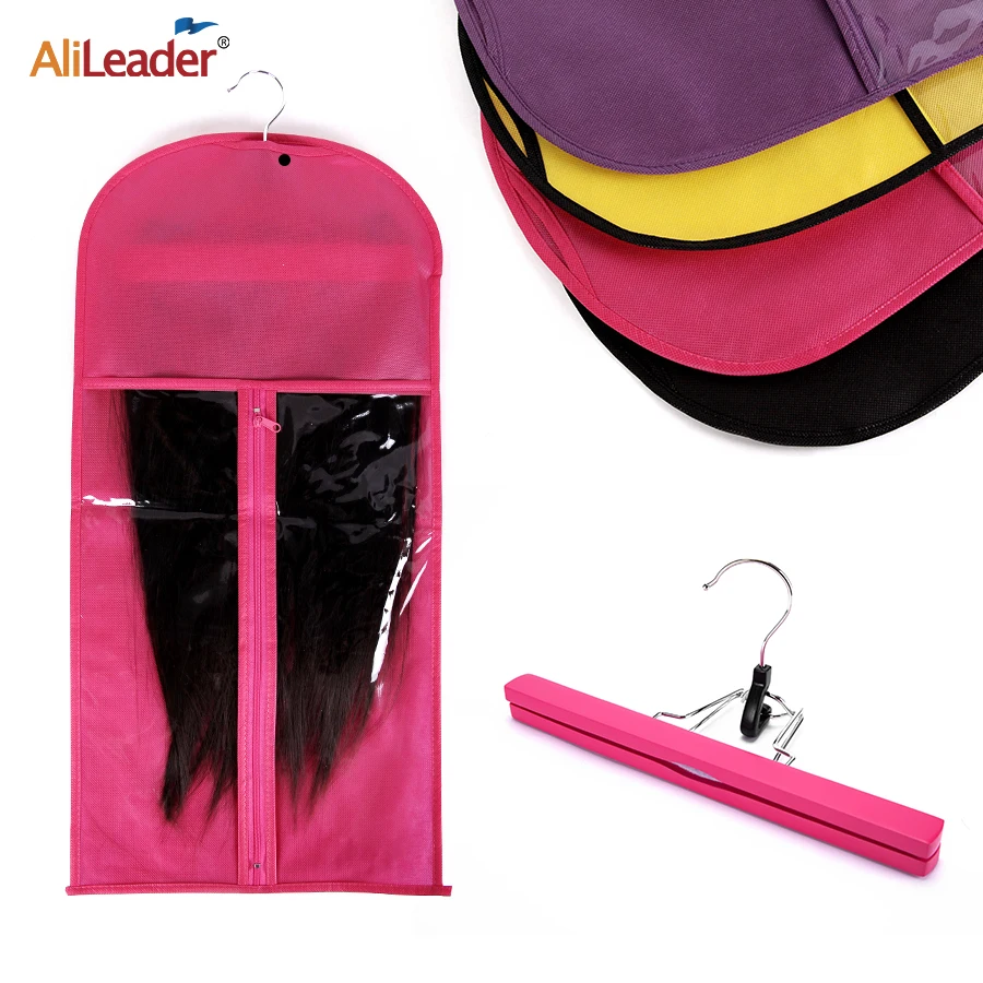 

Alileader Pink Black Hair Bag With Wig Storage Holder For Hairpieces Non-woven Transparent Wig Accessories Wigs Storage Bag, Black, pink, purple, red, white, yellow