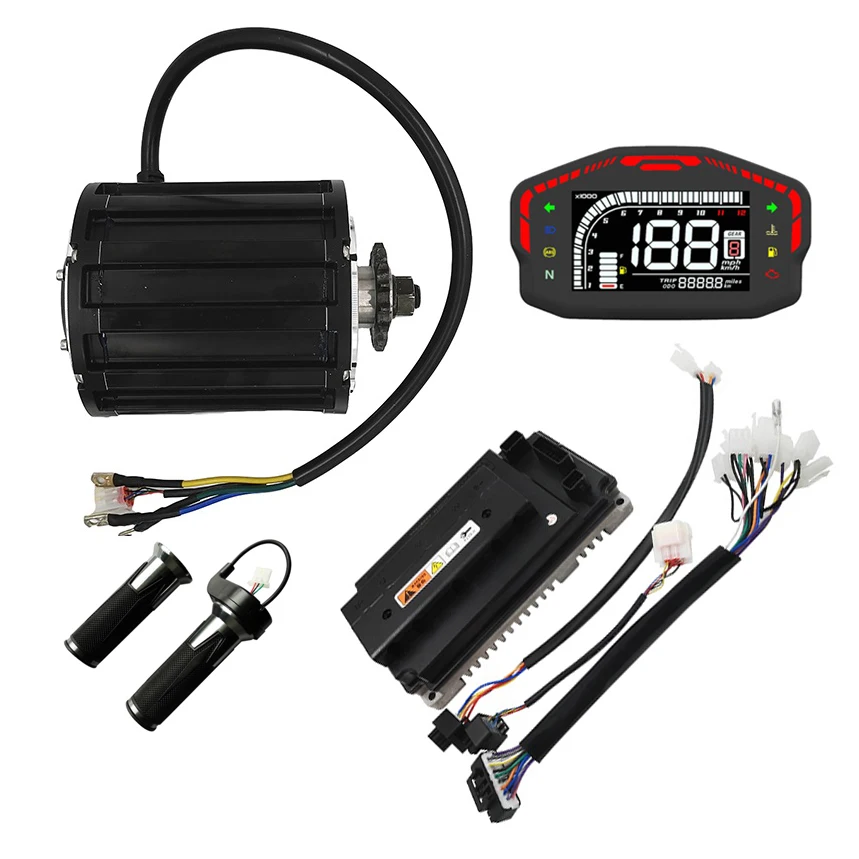 

QSMOTOR 3000W Mid-drive BLDC Motor and Votol Controller EM-150 with DKD Display for electric motorcycle