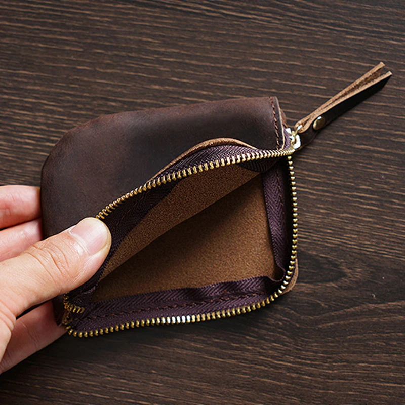 

High Quality Zipper Cow Leather Coin Purse Luxury Designer Coin Bag Sublimation Vintage Retro Style Men Wallet, Coffee,brown,black,red,blue and green