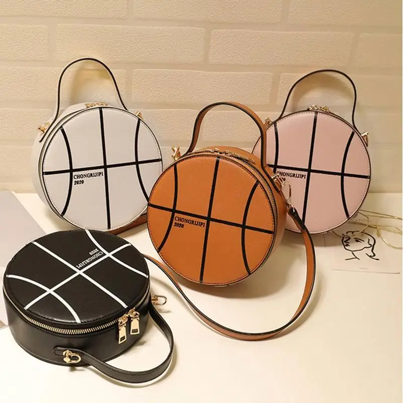 

2020 New Fashion Round Basketball Shape PU Leather Crossbody Bags for Women Mini Clutch Purse Handbags