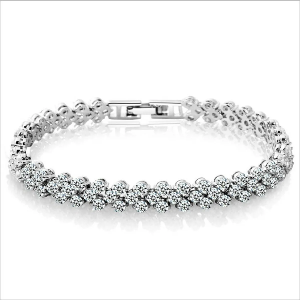 

2021 Fashionable Women Jewelry Alloy Cubic Zirconia Full Diamond Bracelet Gold Silver Beaded Bracelet, Silver,gold,rose gold