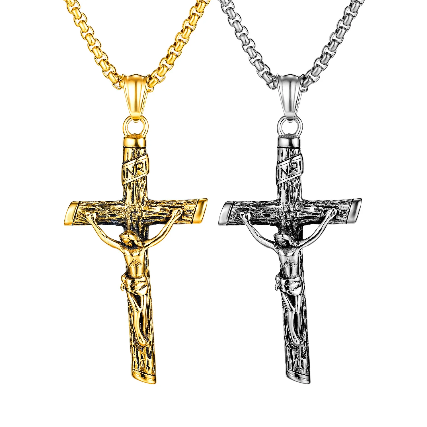 

New Religious Cross Necklace Stainless Steel Cross Pendant Necklace Keel Chain Necklace For Men