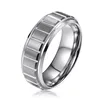 8mm tungsten PVD plated across channel ring brushed surface men's ring