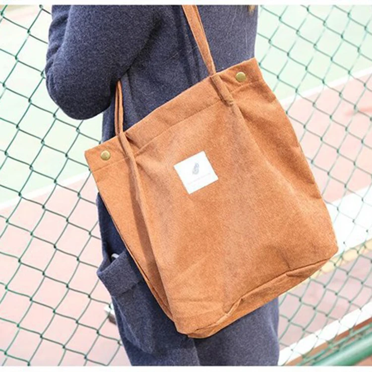 

Free Shipping Corduroy Cotton Handbags For Women Shopping With Logo Custom Ladies Bags One-shoulder Handbag