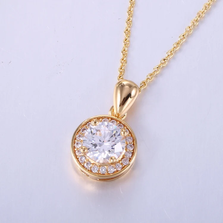 

Hot Selling Necklace Jewelry For Women Round Shape Zircon 18K Gold Fashion