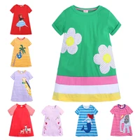 

2-7years wholesale kids cartoon print short sleeve cotton children dress baby girls summer casual dress