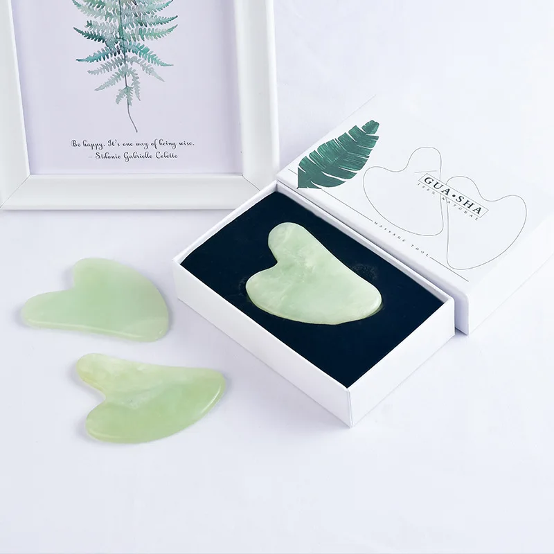 

Factory Wholesale Jade Guasha Stone Heart Shape Gua Sha Scraping Massage Tool, Green