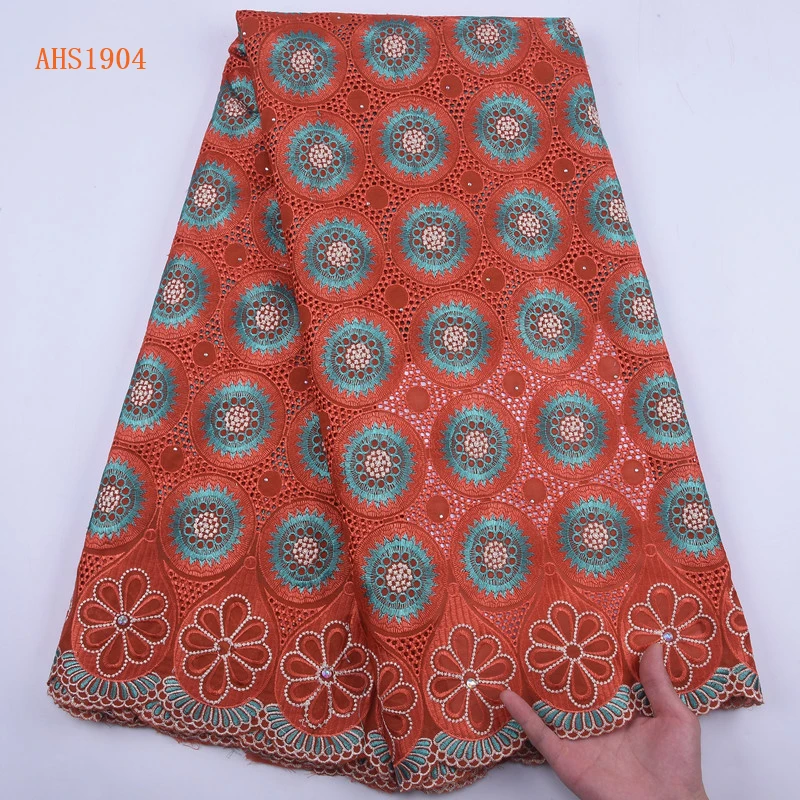 

Nigerian Swiss Lace Fabric 2021 African High Quality Best Cotton Lace With Stones Fabric For Christmas Party Dress 1904