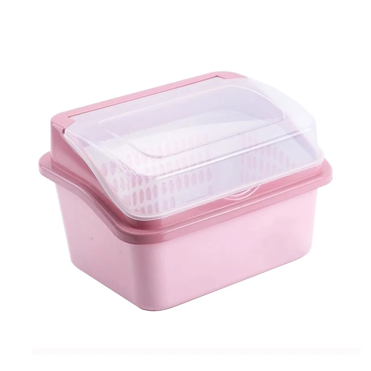 

plastic kitchen bowl rack dish rack with cover, Pink/blue
