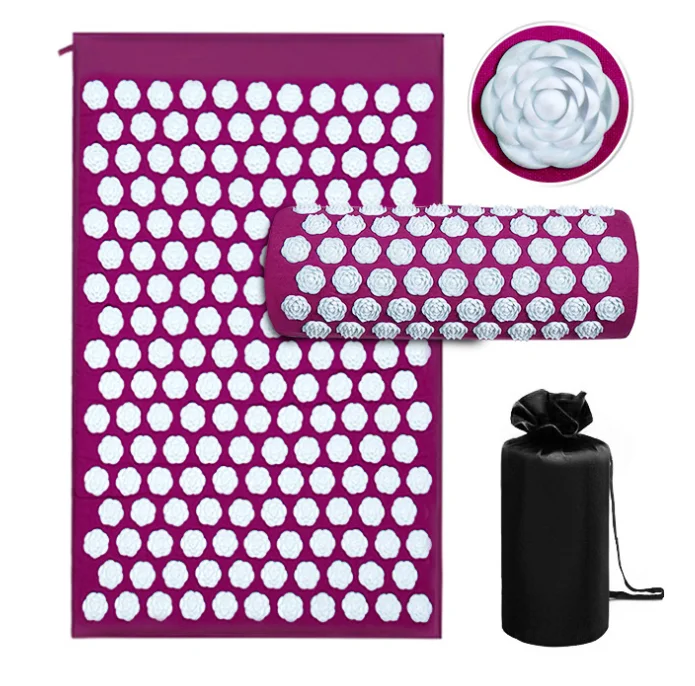 

Acupressure Mat Head Neck Back Foot Massage Cushion With Pillow Yoga Spike Mat Anti-stress Acupuncture Needle Massage Pillow, As picture