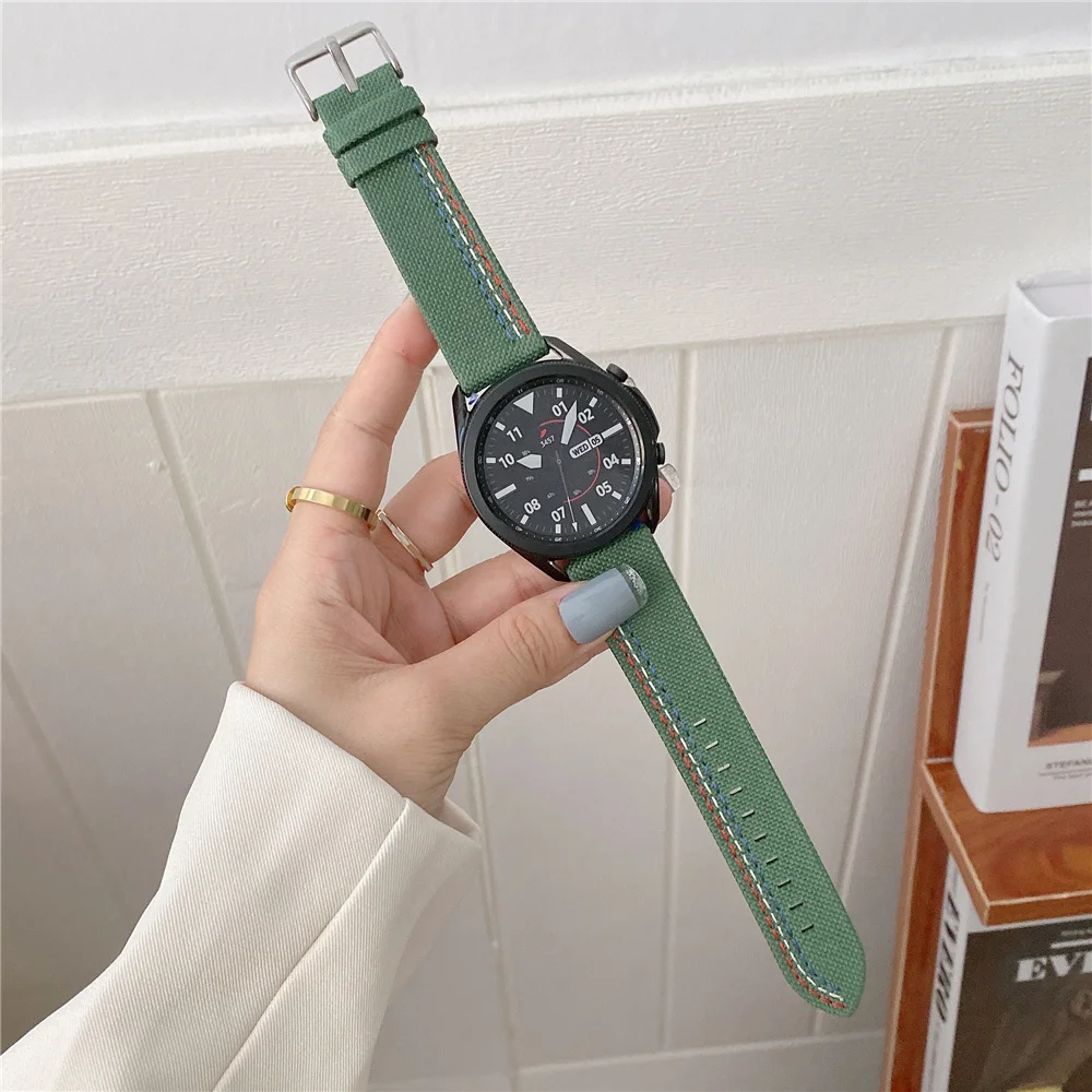 

Watch Band Premium Nylon Canvas with Leather Strap for Samsung Galaxy Watch Bands Wrist bracelet, Multi-color optional or customized