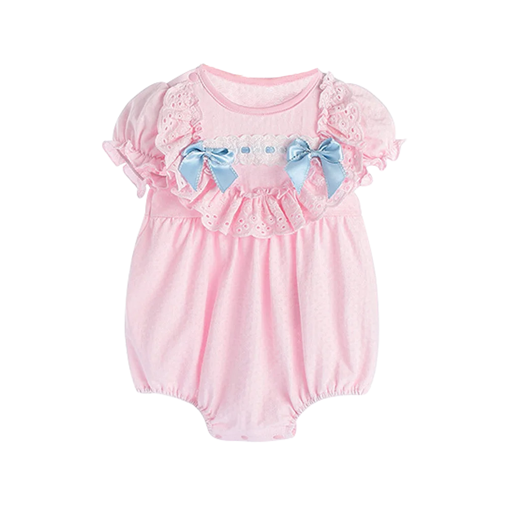 

What&Why Summer Pink Baby Girl Dress Romper Short Sleeve Romper Infant Princess Onesie With Bow Jumpsuit Baby Rompers Wholesale