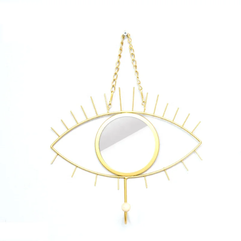 

INS style eye shape with hook mirror wall decoration home decoration, Golden