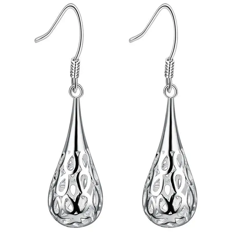 

Sleek Silver Plated Fashion Chandelier Dangle Drop Water Droplets Earrings