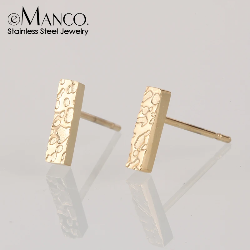 

Stainless steel girl earrings Korean elegant style fashion jewelry 14k gold-plated bar earrings, Picture shows