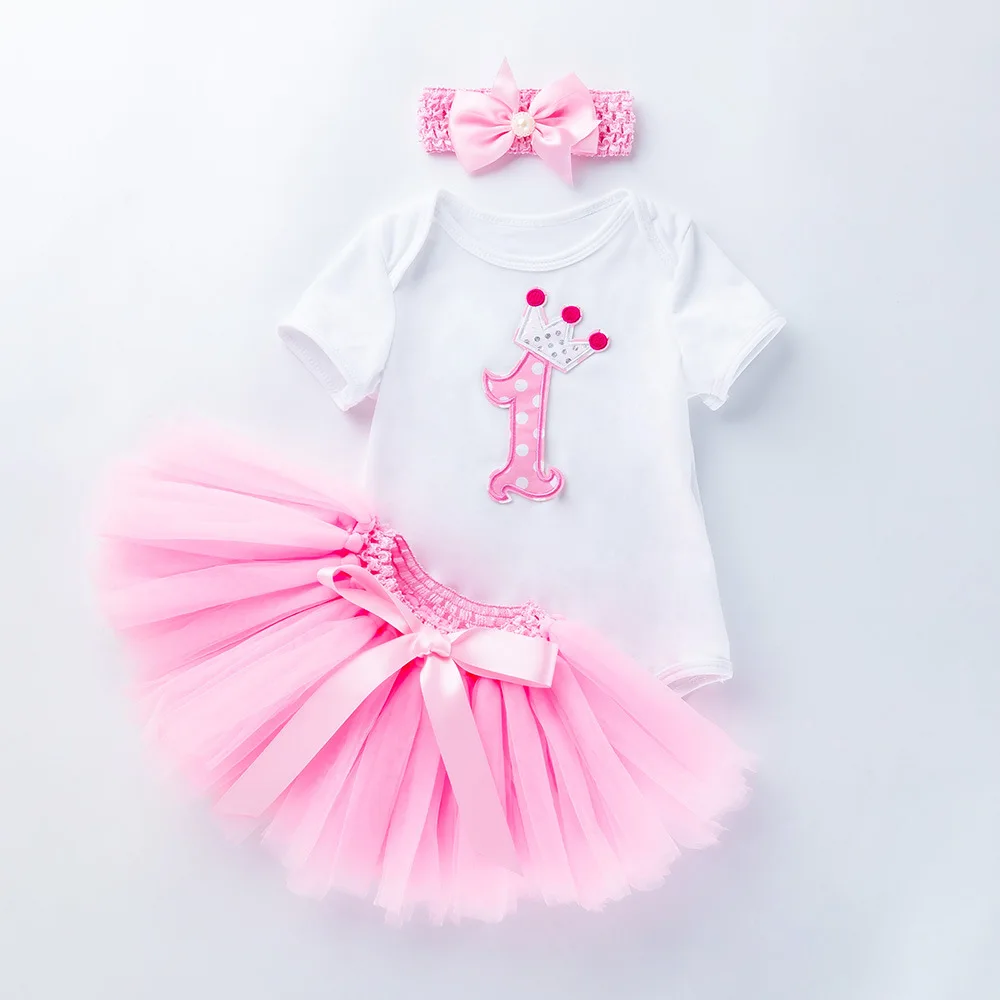 

0-2 years old baby short-sleeved birthday clothes 1st birthday baby romper