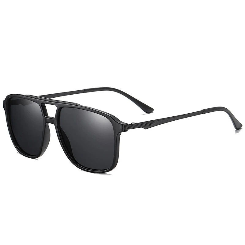 

2021 Wholesale Fashion Custom Logo Tr90 Metal Frame Polarized Uv400 Lens Sunglasses Double bridge design for Men
