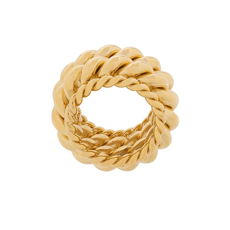 

Twist Ring Double Layer Rope Moda 18K Gold Plated Ring For Women Wholesale