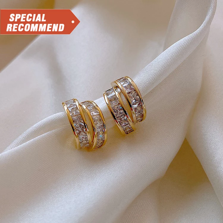 

2021 New Style Pictures Of Small Rose Gold Huggie Earrings With Zircon Designs Jewelry Models For Woman