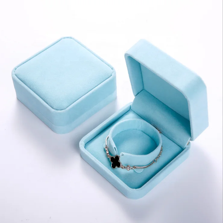 

Hot Sale Velvet Surface Baby Blue Jewelry Bangle Box, White,pink,blue,black,gray